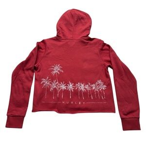 Hurley Women’s Red Palm Tree Graphic Hoodie – Size Small
